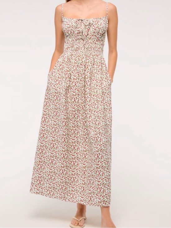 Abercrombie & Fitch Dresses & Skirts - Abercrombie & Fitch Cream Maxi Dress with Red Floral Print